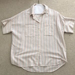 Central Popover Shirt in Textural Rainbow Stripe